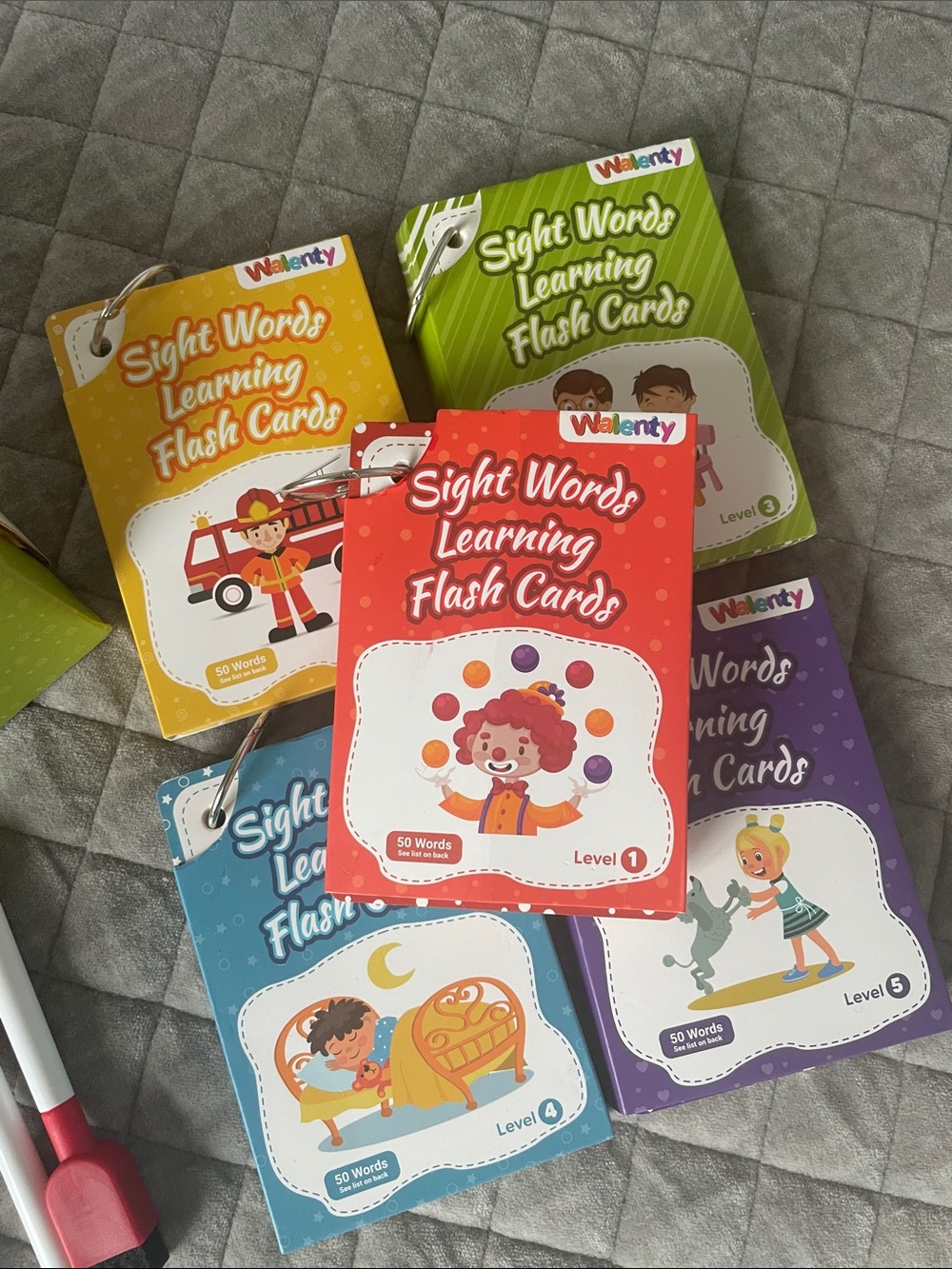 Sight Words Learning Flash Cards - Red (Level 1)